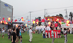 View of the "Bon Odori" dancing carried out at the ground at the site of the Sayama Technical Center
